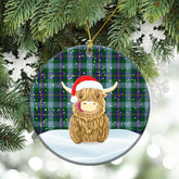 Porteous Tartan Christmas Ceramic Ornament - Highland Cows Style